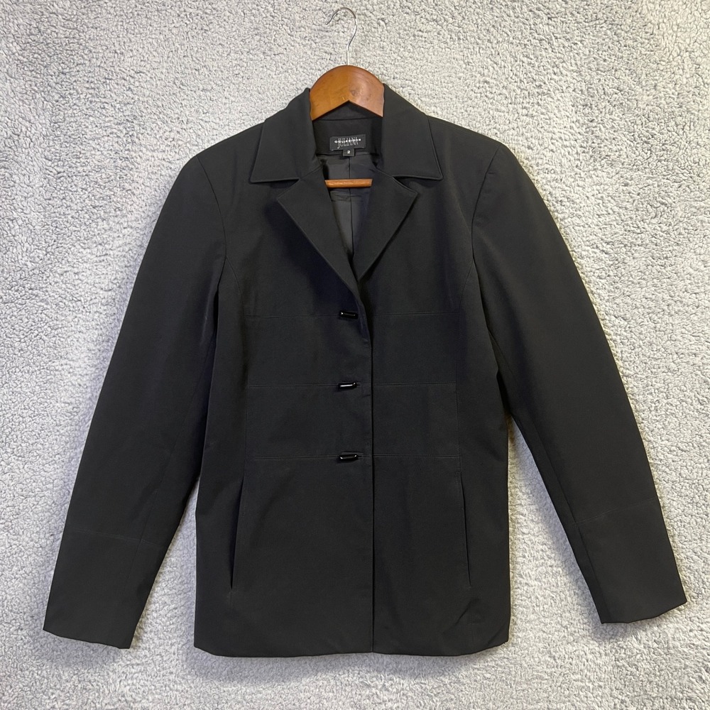 Juliana Collezione Structured Blazer Women Sz 2 Black 3-Button USA Dark Academia